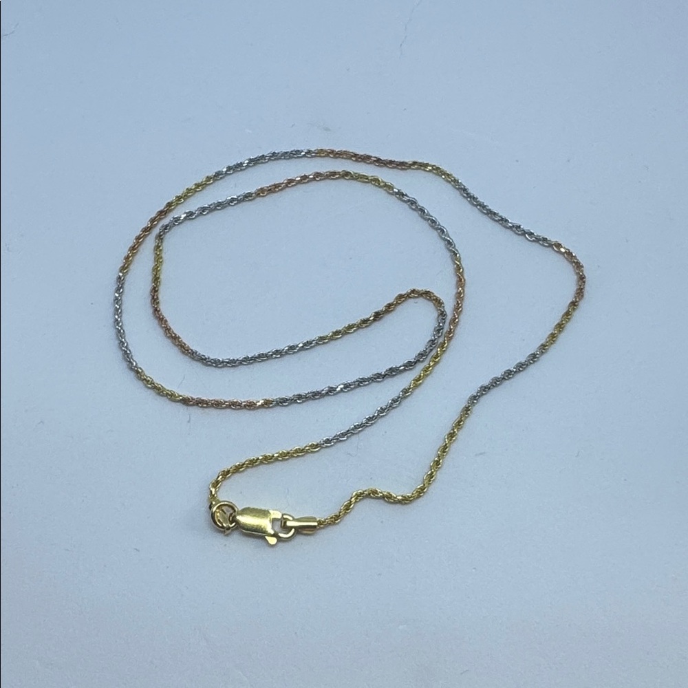 18” Tri-Colored Diamond Cut Rope Chain .925 Sterling Silver